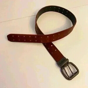 FOSSIL Vintage 54 Genuine 2 Hole Belt with Brass Tone Buckle Made in India.